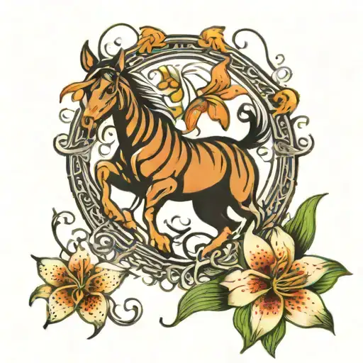 Horse Bit And Tiger Lily Flower