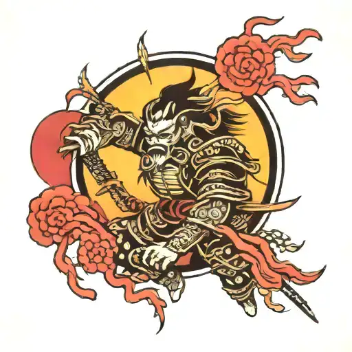 Japan Warrior Sun Setting