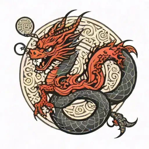 Kaizen Symbol With Dragon Intertwined