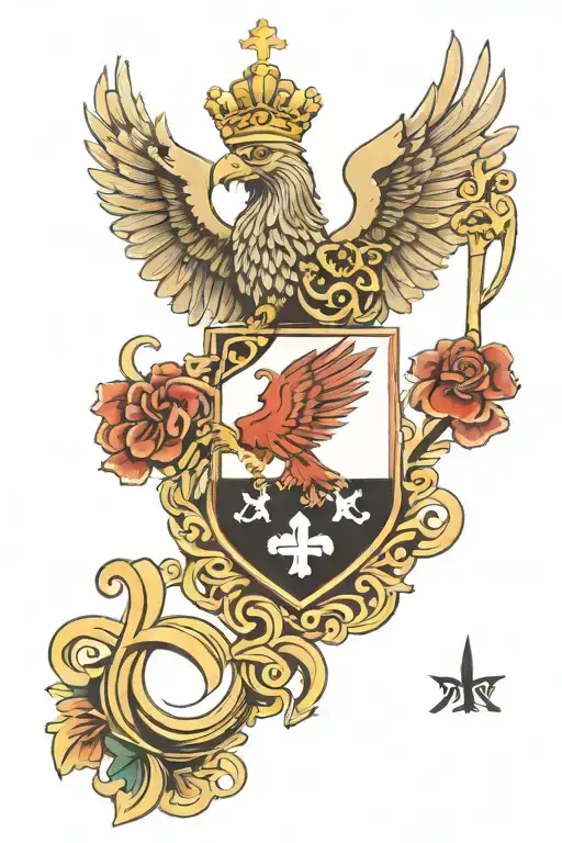 Polish Eagle Irish Harp Surrounded