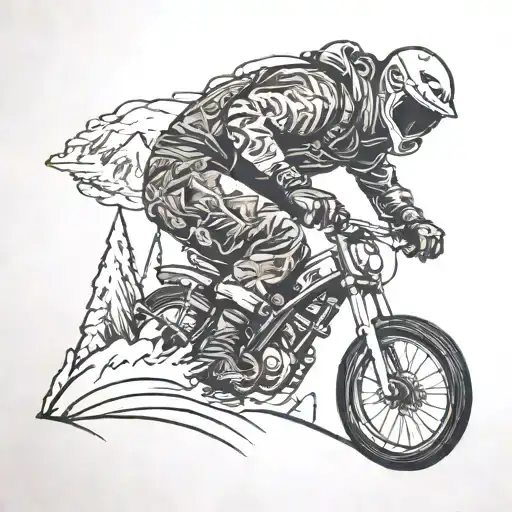 Mountain Right Side Snowboarder Carving Left Side Bycle Biker