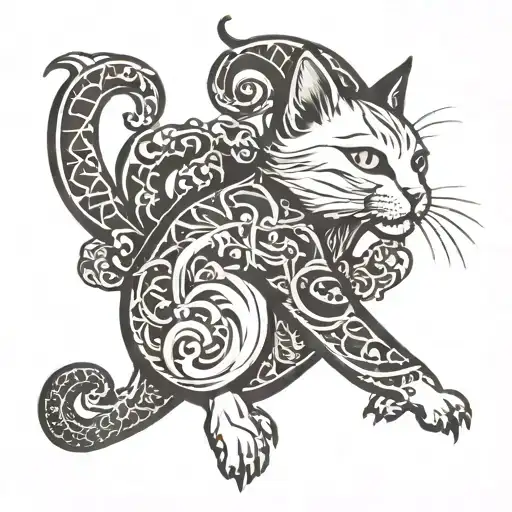 Cat With Tail Forming Letter S