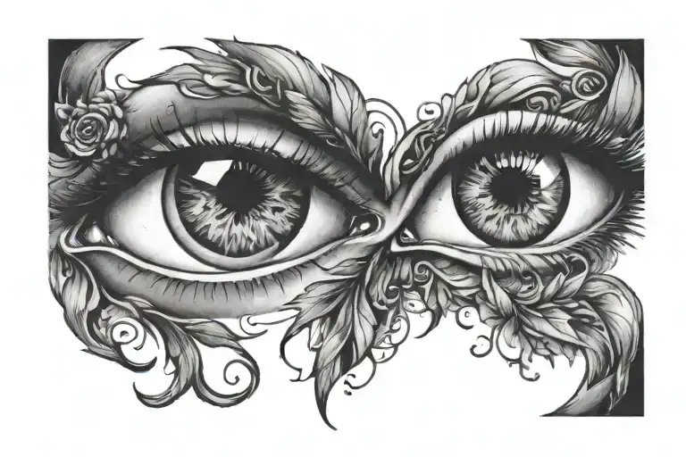 2 Pairs Of Female Eyes Simple Charcoal
