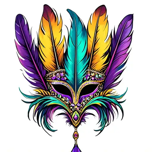 Mardi Gras Mask Feather Feather Feather