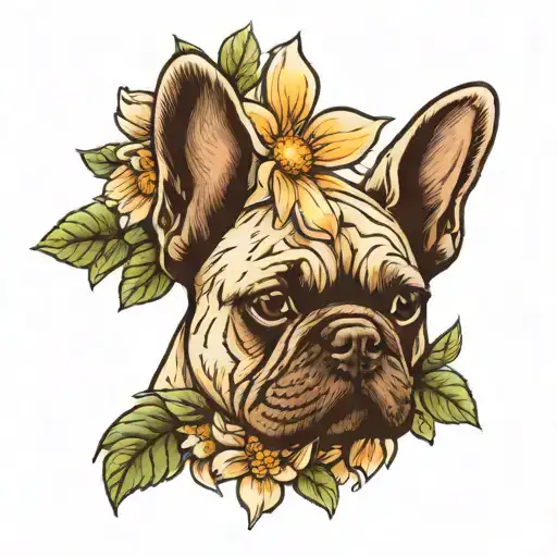 Daisy Flower With French Bulldog Head