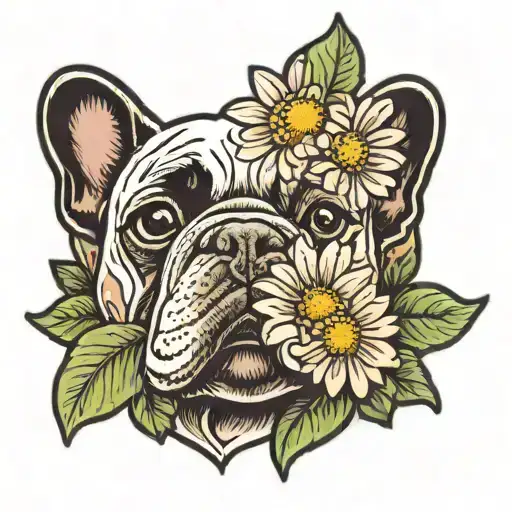 Daisy Flower With Frenchbulldog