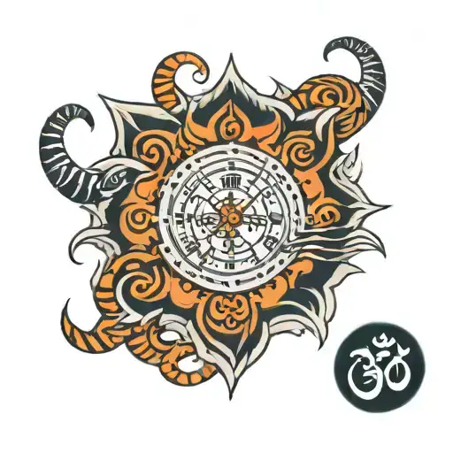 Om Symbol Time Clock Tiger Face