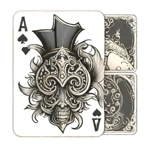 Design A Poker Card With A Libelilu Inside In Balckwork Style