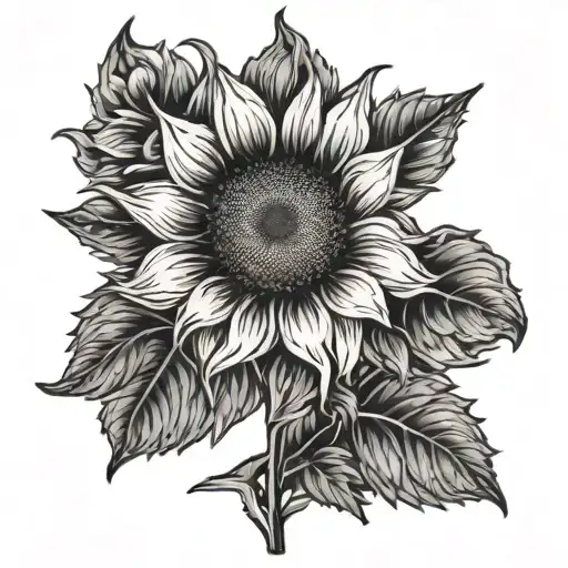 Sunflower With Petal Representing A Family Member