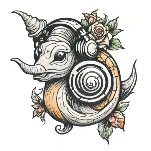 Cartoon Snail Wearin Headphones