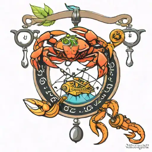 Cancer Crab And Pisces Fish On Libra Scales