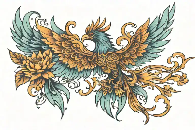 Phoenix Flying Phoenix Born From Lotus