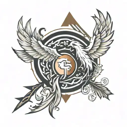 Minimalist Arrow And Phoenix Rising