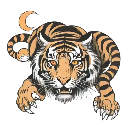 Tiger With A Peach In Its Mouth