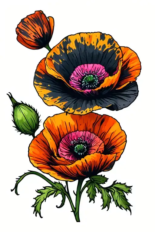 Poppy With Different Animal Print Petals