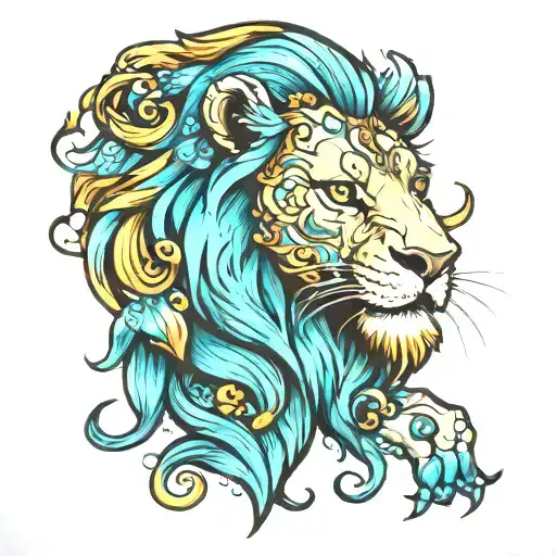 Lion Cancer Aquarius Colored