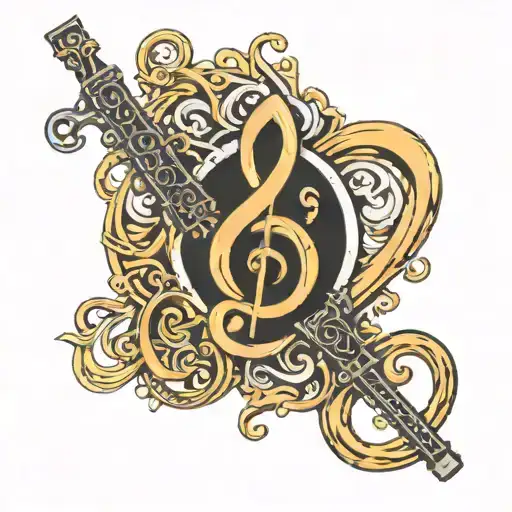 A Key And A Treble Clef Intertwined To Represent The Client's Love For Music And Locksmithing
