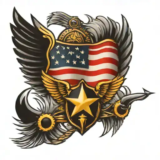 Master Army Aviator Wings With American Flag In Background