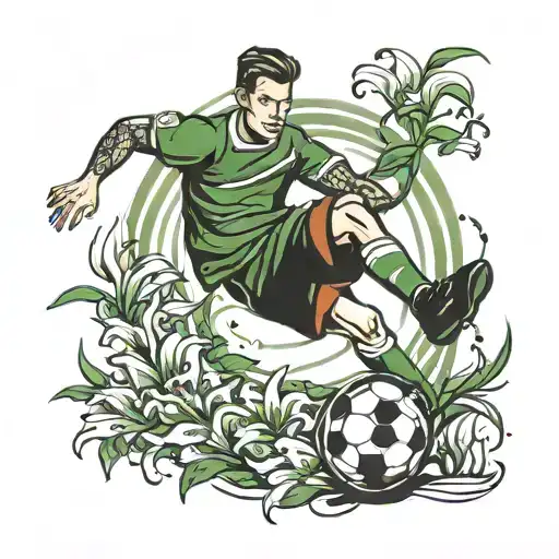 Soccer Player Kicking Lily Flowers