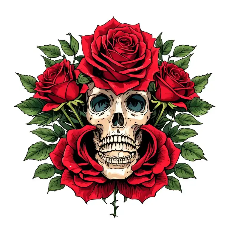 Red Roses Spine Tattoo Design