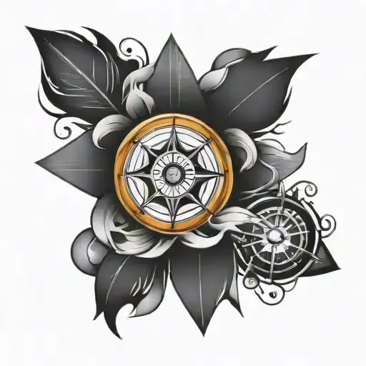 Round Shield And Compass Rose Intertwined