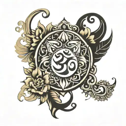 Create A Tattoo That Has An Indian Om Symbol With My Grandparents Initials Vp And Bp With A Heart