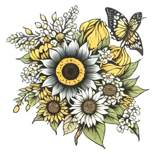 Sunflower And Daisy Bouquet