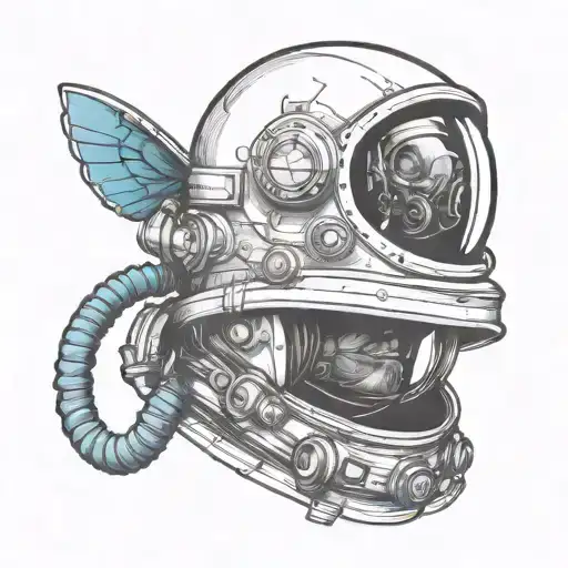 Astronaut Helmet And Old Dive Suit Helmet Adorned