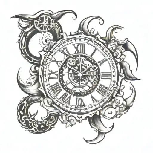 Clock Combined Cancer Zodiac Symbol