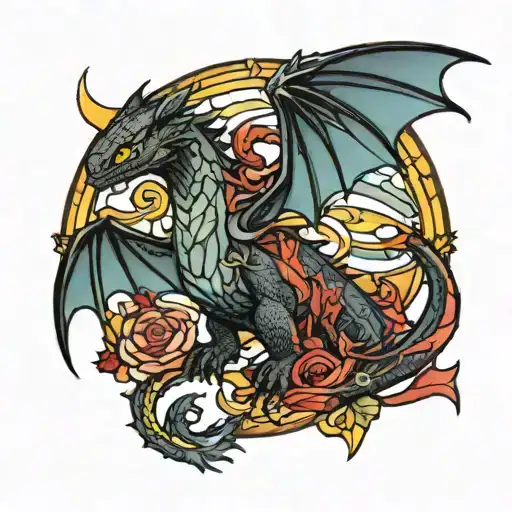 How To Train Your Dragon Tattoo Stained Glass Filled