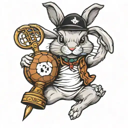 Bunny Plush Holding A Football Trophy