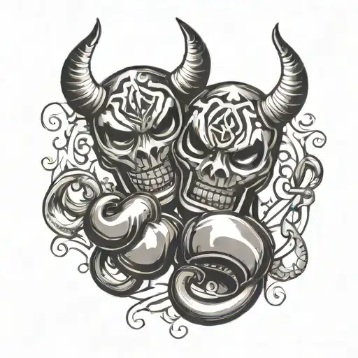 Boxing Gloves And Devil And Infinity Symbol