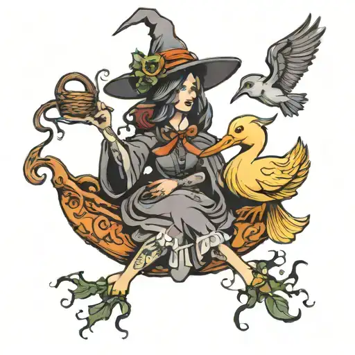 Witch Holding Duck