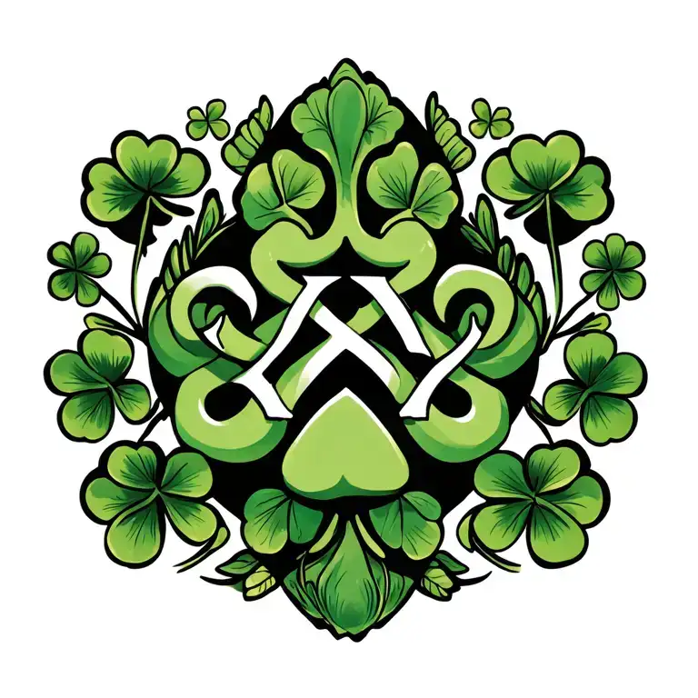 Karma Symbols Intertwined With Shamrocks Accompanied By Dog Paw Prints