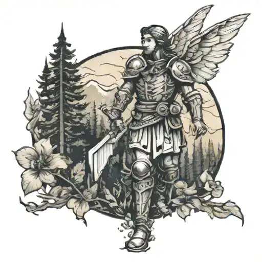 Saint Florian And A Redwood Forest