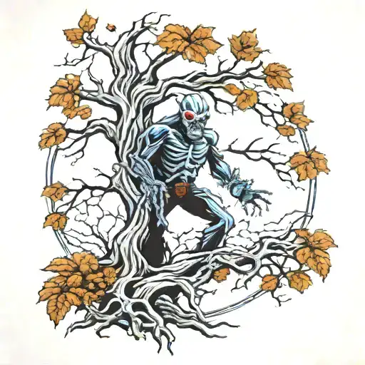 Iron Maiden Eddie Fear Of The Dark Tree With Werewolf On The Other Side