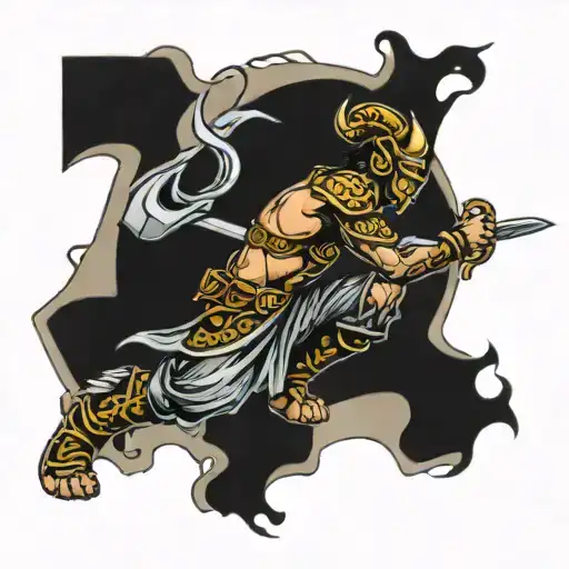 A Warrior Kneeling With A Sword