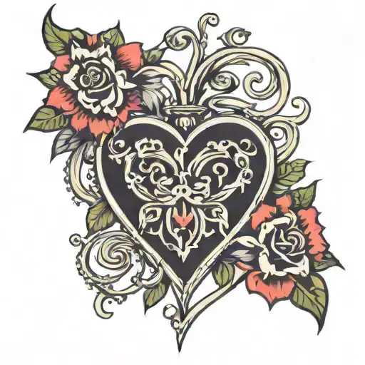 Gothic Flower Heart Intertwined