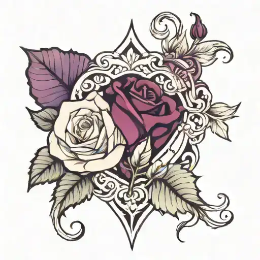 White Rose And Purple Heart