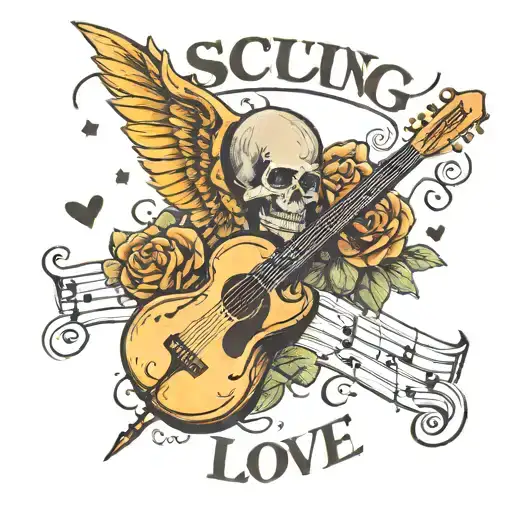 Schriftzug Music Was My First Love