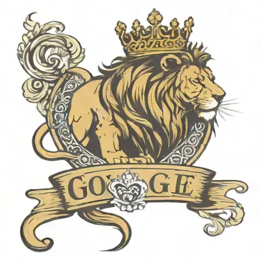 Lion Wearing A Crown With Name Goe And Infinity Symbol