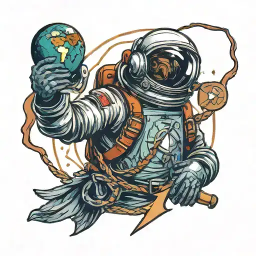 Astronaut Holding The Marine Eagle Globe And Anchor Insignia