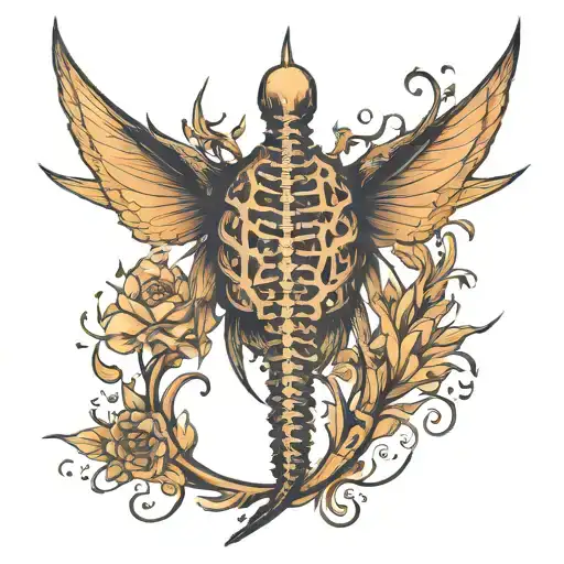 Spine Tatoo Line Representing Life Line