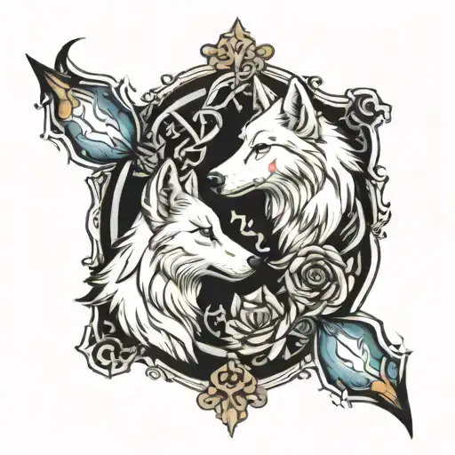 Two White Wolves And An Hour Glass Broken Heart