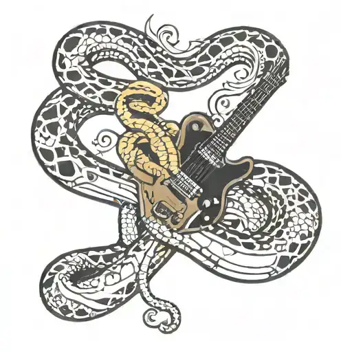 A Eletric Telecaster Guitar With A Snake Rapping Around The Neck Of The Guitar
