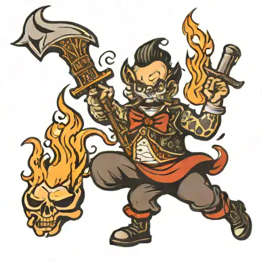 Classic Circus Juggler Fire Knives