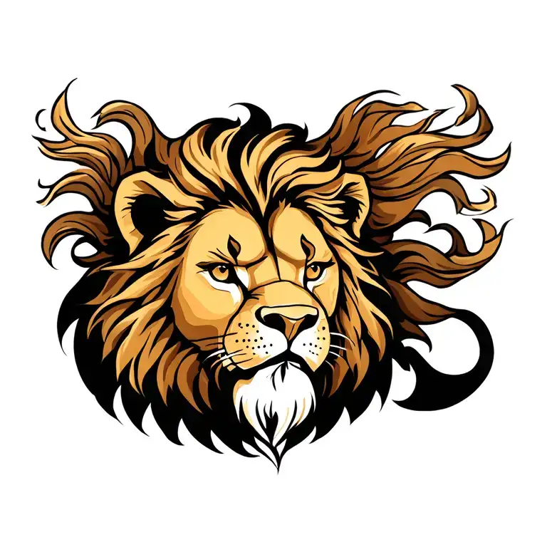 Lion Tatoo Sjmple For Full Chest Classic And Beautiful