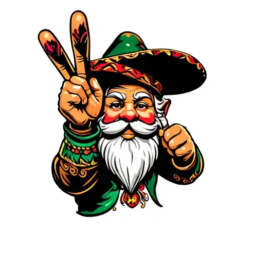 Garden Gnome Mexican Cholo Holding Up 1 And 3 Fingers