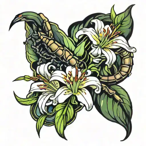 Scorpion And Lily Flower