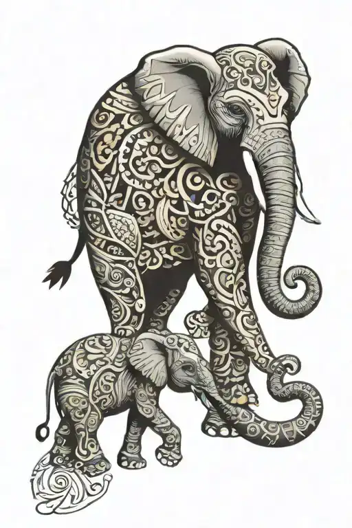 Elephant With Designs Intertwined